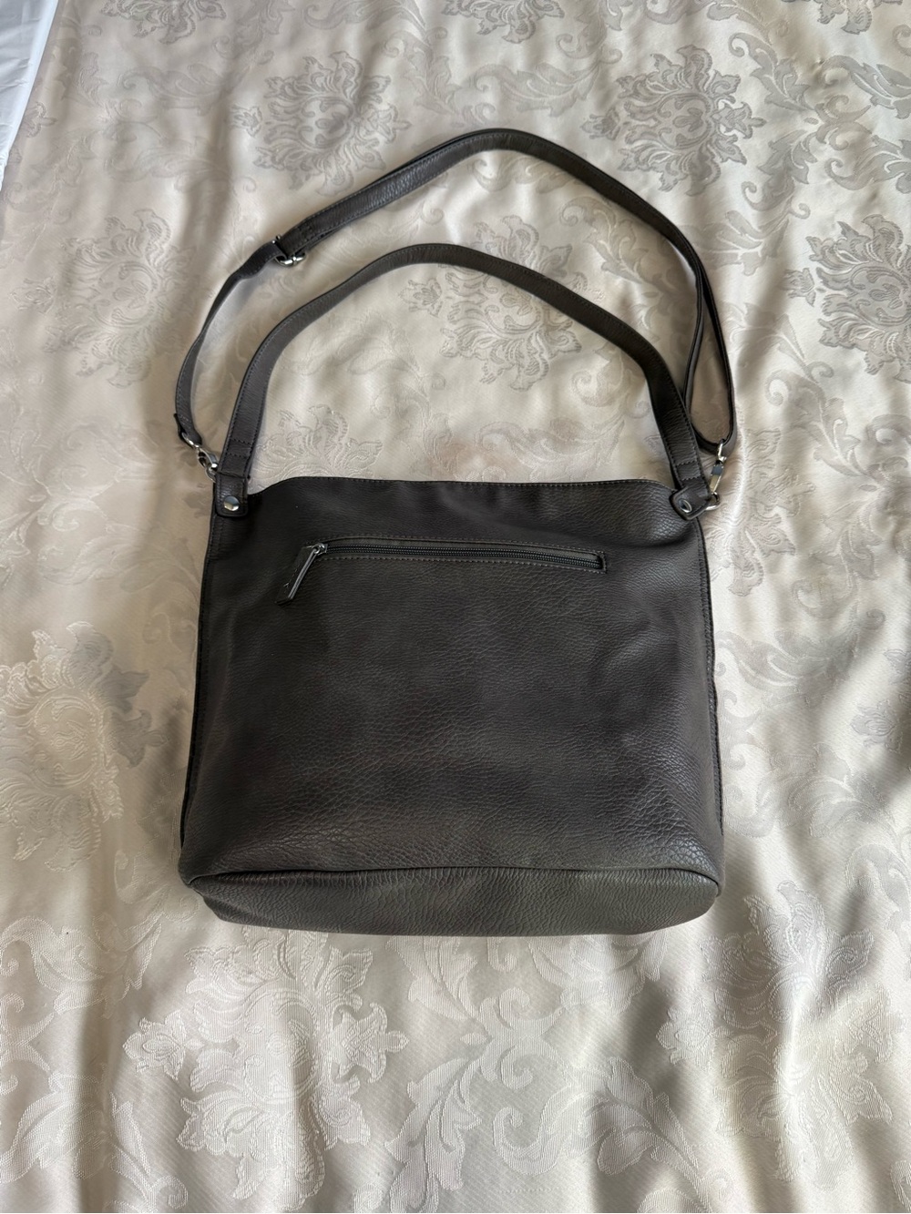 Roots Hobo Shoulder Bag Gray Taupe Large Everyday Purse - Picture 13 of 16